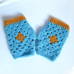 Mitaines Granny "bleu jaune".