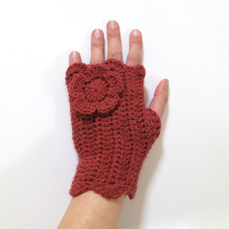 Mitaines au crochet Terre Cuite