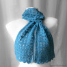 Écharpe ajourée bleu lagon laine et coton fait main