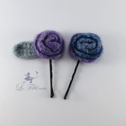 Barrettes fleur en laine feutrée