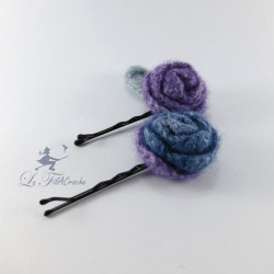 Barrettes fleur en laine feutrée