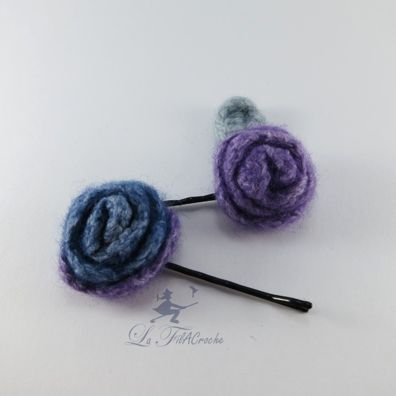 Barrettes fleur en laine feutrée