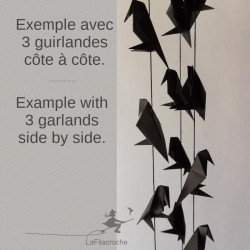 Guirlande horizontale de corbeaux en origami