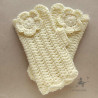 Mitaines fleurs écru au crochet