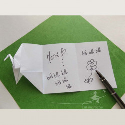 Carte remerciements grue origami
