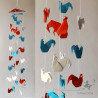 Mobile coq origami bleu blanc rouge