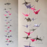 Mobile grues origami girly rose lilas gris