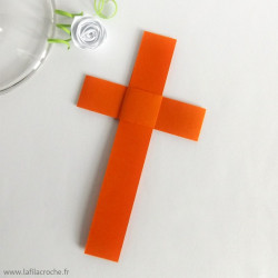 Marque-place Croix origami rouge orangé