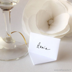 Marque-place rectangle origami blanc