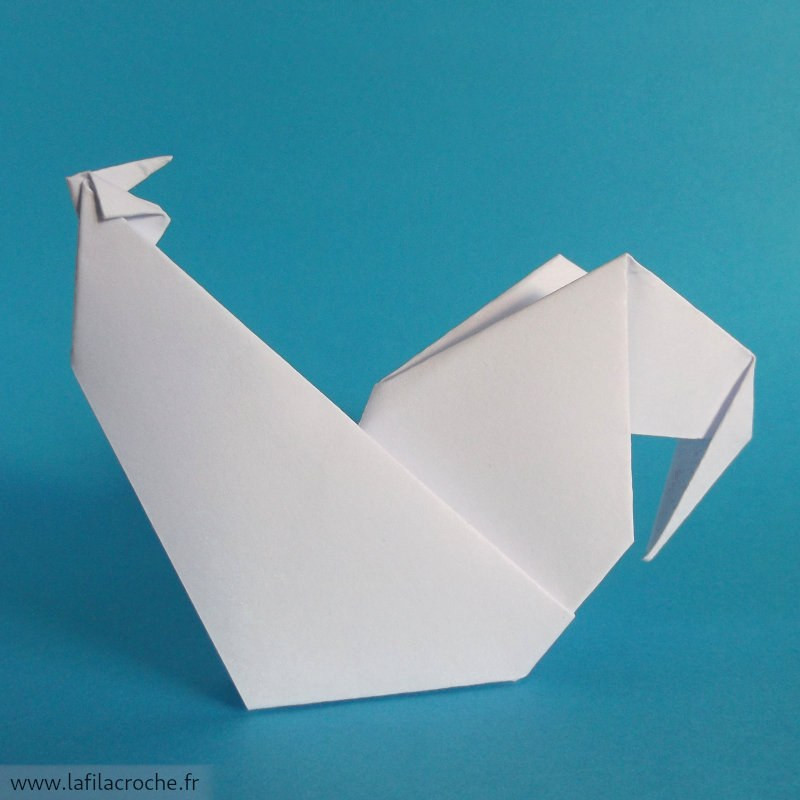 Marque-place thème nature coq origami 