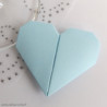 Marque-place coeur origami bleu baptême