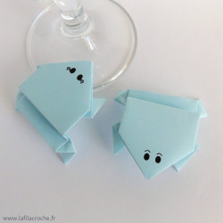 Marque-place grenouille origami mariage