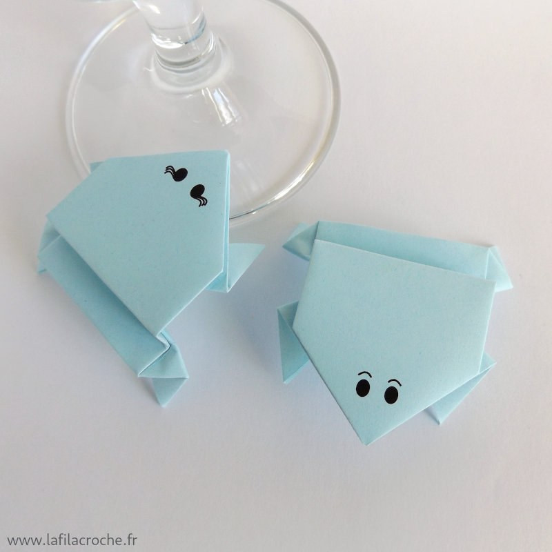 Marque-place grenouille origami mariage