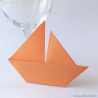 Marque-place voilier papier orange