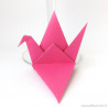 Marque-places grue origami rose vif