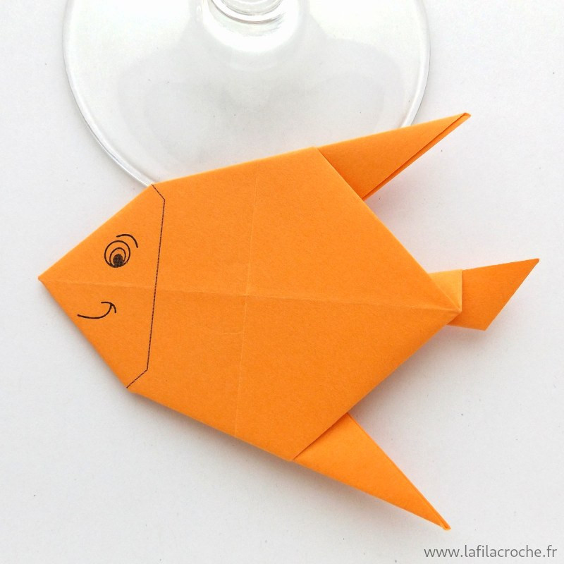 marque-place pliage poisson orange
