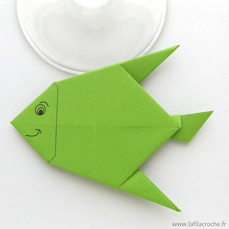 marque-place origami poisson vert