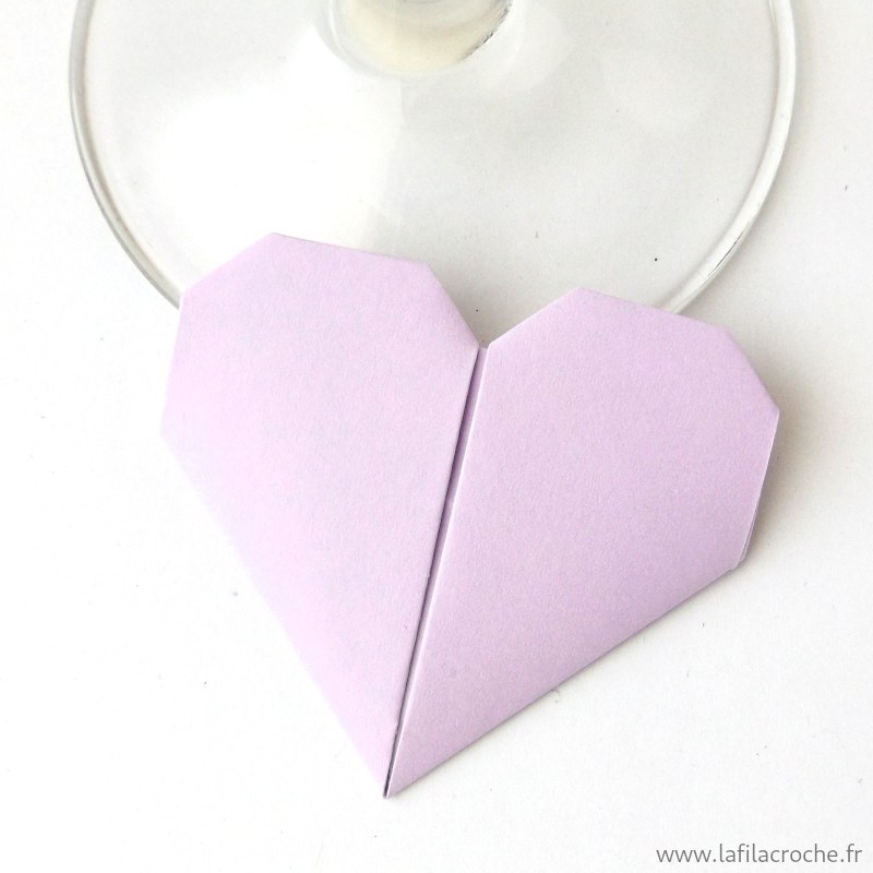 Marque-place pliage coeur mauve