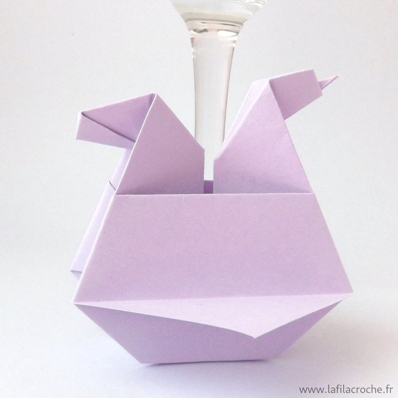 Marque-place Poule mauve origami