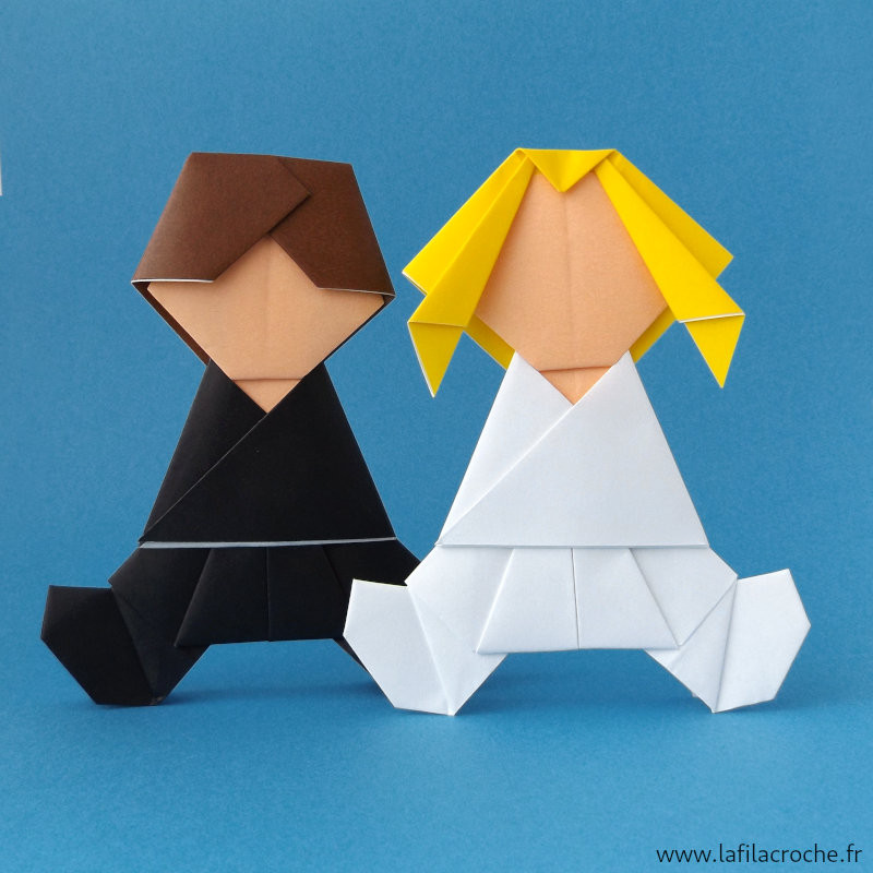 Figurines couple de mariés en papier origami