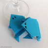 Marque-place grenouille origami bleu