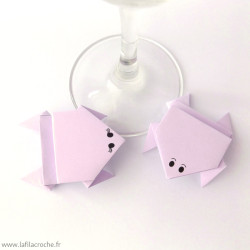 Marque-place grenouille origami mauve
