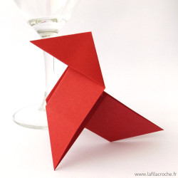 Marque-place cocotte origami rouge