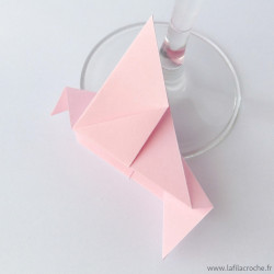 Marque-place pigeon origami rose clair
