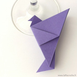 Marque-place pigeon origami violet