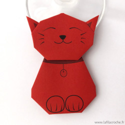 Marque-place chat origami rouge