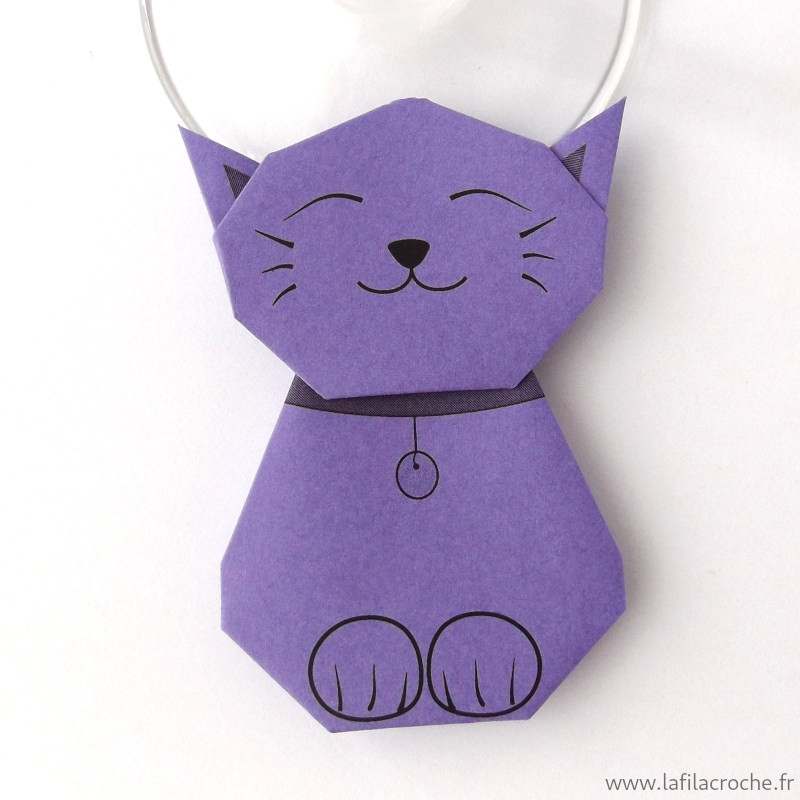 Marque-place chat rigolo violet