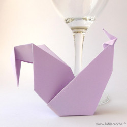 Marque-place coq origami mauve