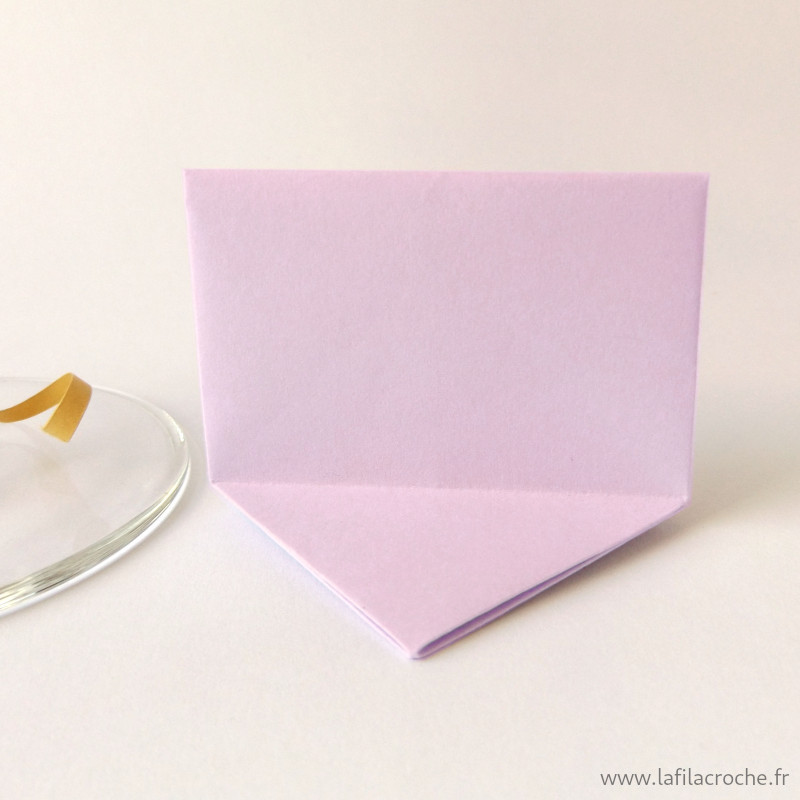 Marque-place rectangulaire origami mauve