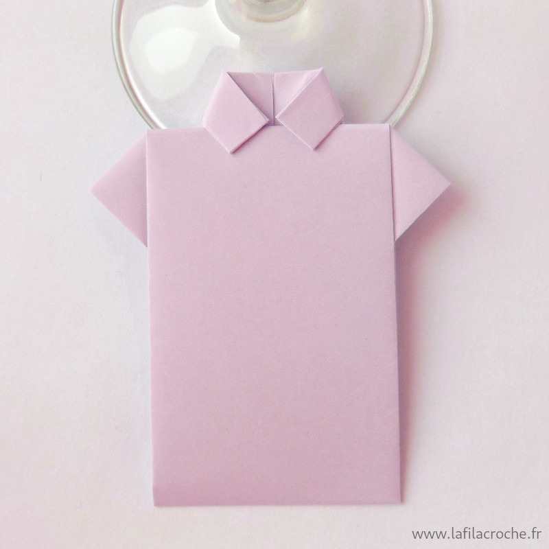 Marque-place chemise origami mauve