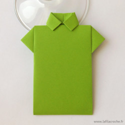 Marque-place chemise origami vert