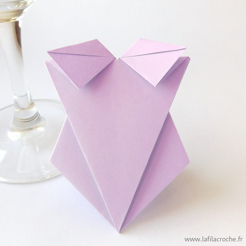 Marque-place maillot de bain origami mauve