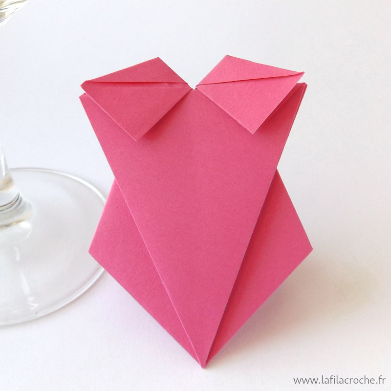 Marque-place maillot de bain origami rose