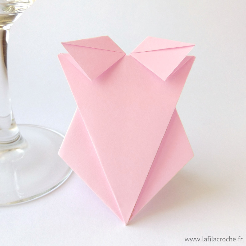 Marque-place maillot de bain origami rose clair