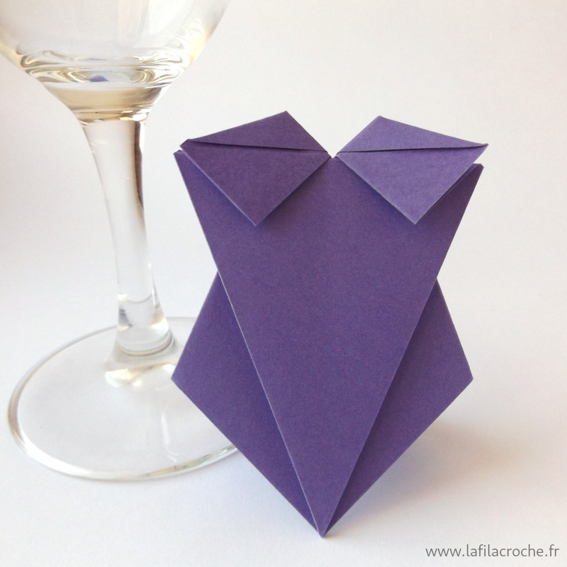Marque-place maillot de bain origami violet