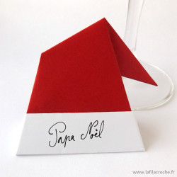 Marque-place bonnet de Noël rouge