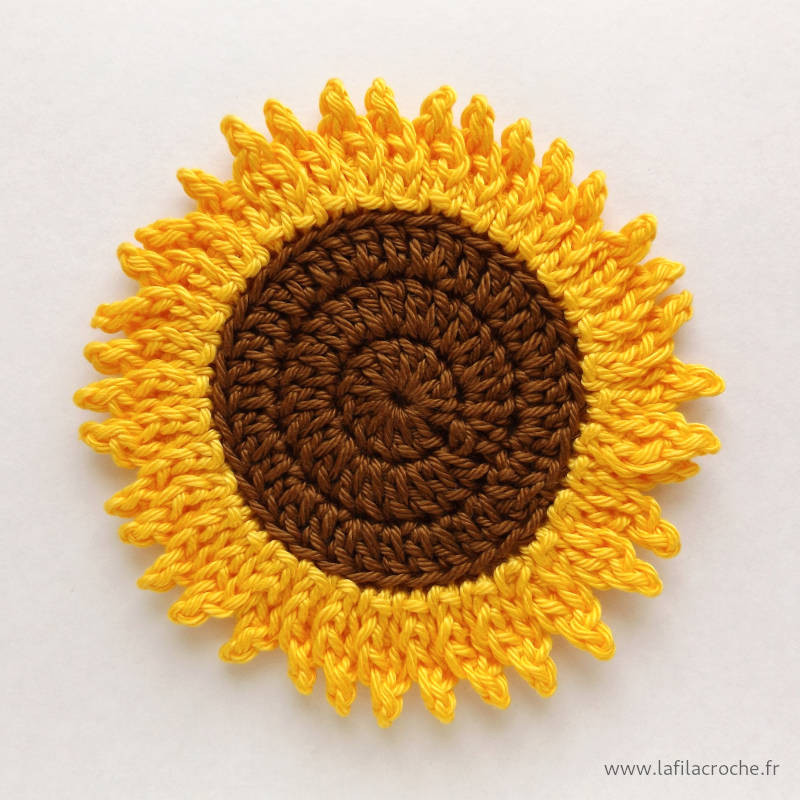 Dessous de tasse tournesol au crochet