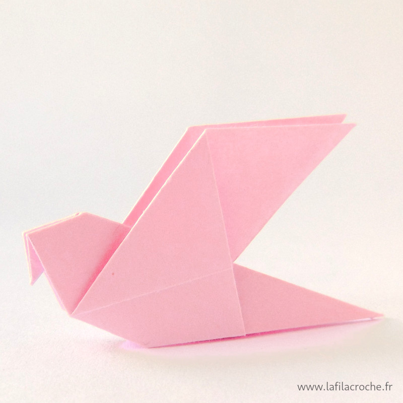 Colombe origami rose clair