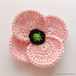 Broche coquelicot rose fait main