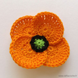 Broche coquelicot artisanal orange