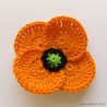 Broche coquelicot artisanal orange