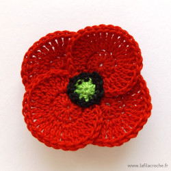 Broche coquelicot rouge au crochet