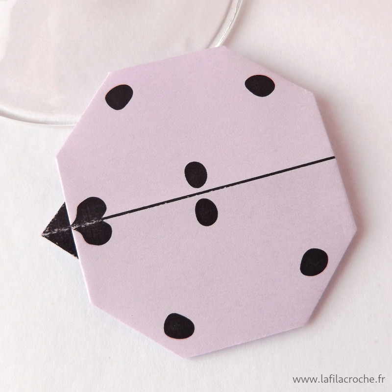 Marque-place coccinelle origami mauve