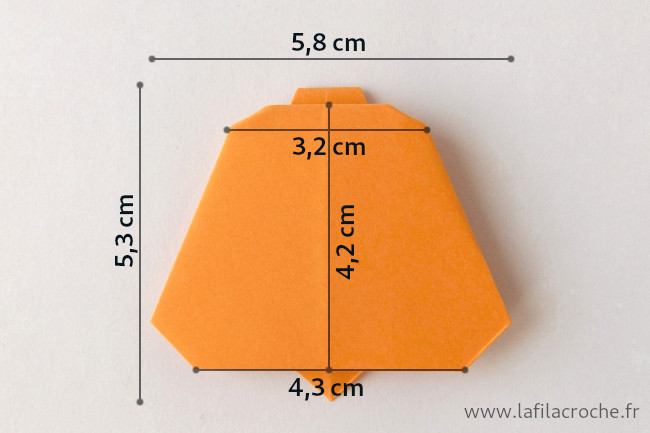 Dimensions du marque-place cloche en origami