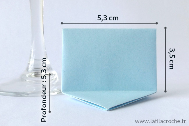 Dimensions du marque-place rectangle en origami
