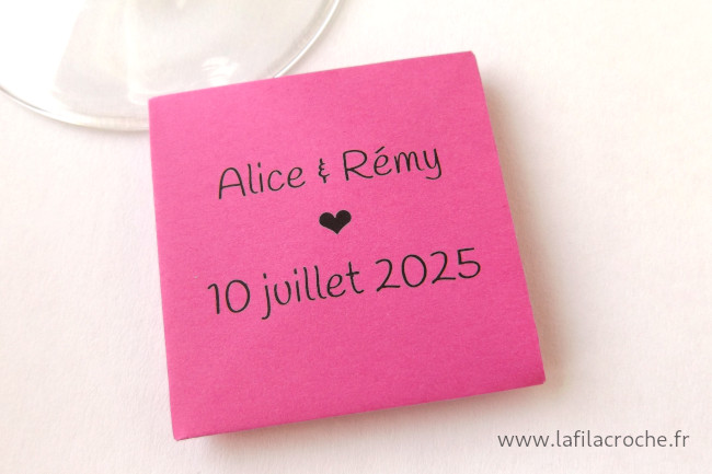 Verso du marque-place ddakji avec texte personnalisé imprimé